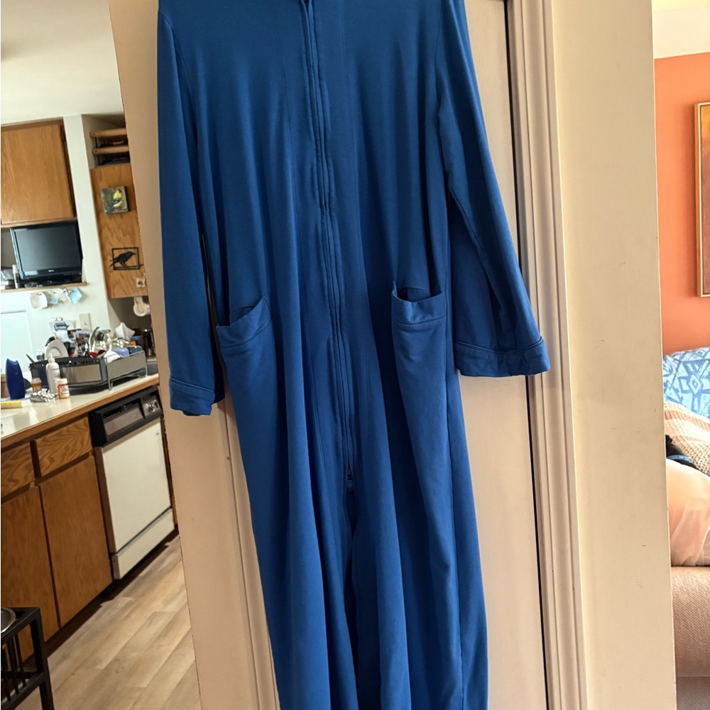 Blue Full-Length Zip-Up Robe - Picture 3 of 3